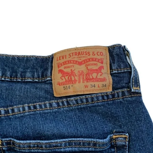 Levi’s 514 Men’s 34x34 Medium Wash Classic Straight Fit Distressed Stretch B - Picture 8 of 8